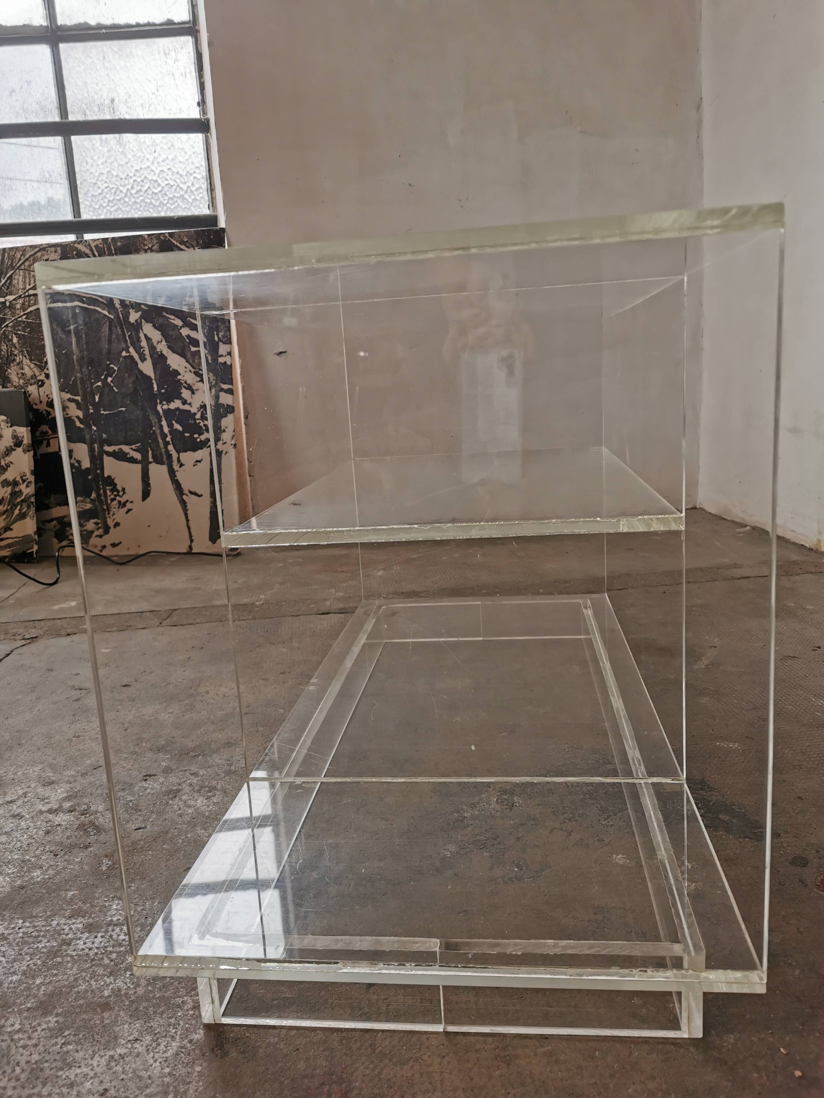80s plexiglass hi-fi furniture shelf