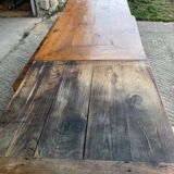 Antique farmhouse table in solid cherry wood with its 2 benches