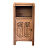 Small Art Deco jam cabinet in carved blonde oak