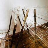 Set of 4 plexiglass folding chairs by Yonel Lebovici and Bernard Berthet 1970