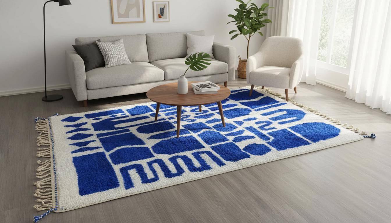 Handmade Berber rug, natural wool, 3x2 m.