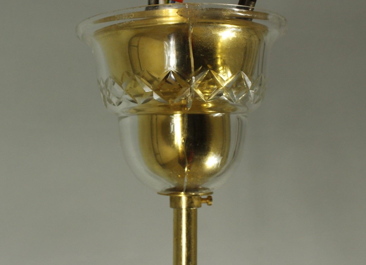 1970s Palwa Chandelier, gold plate and faceted crystals