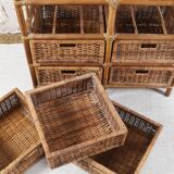 Wicker and rattan chest of drawers with 8 drawers