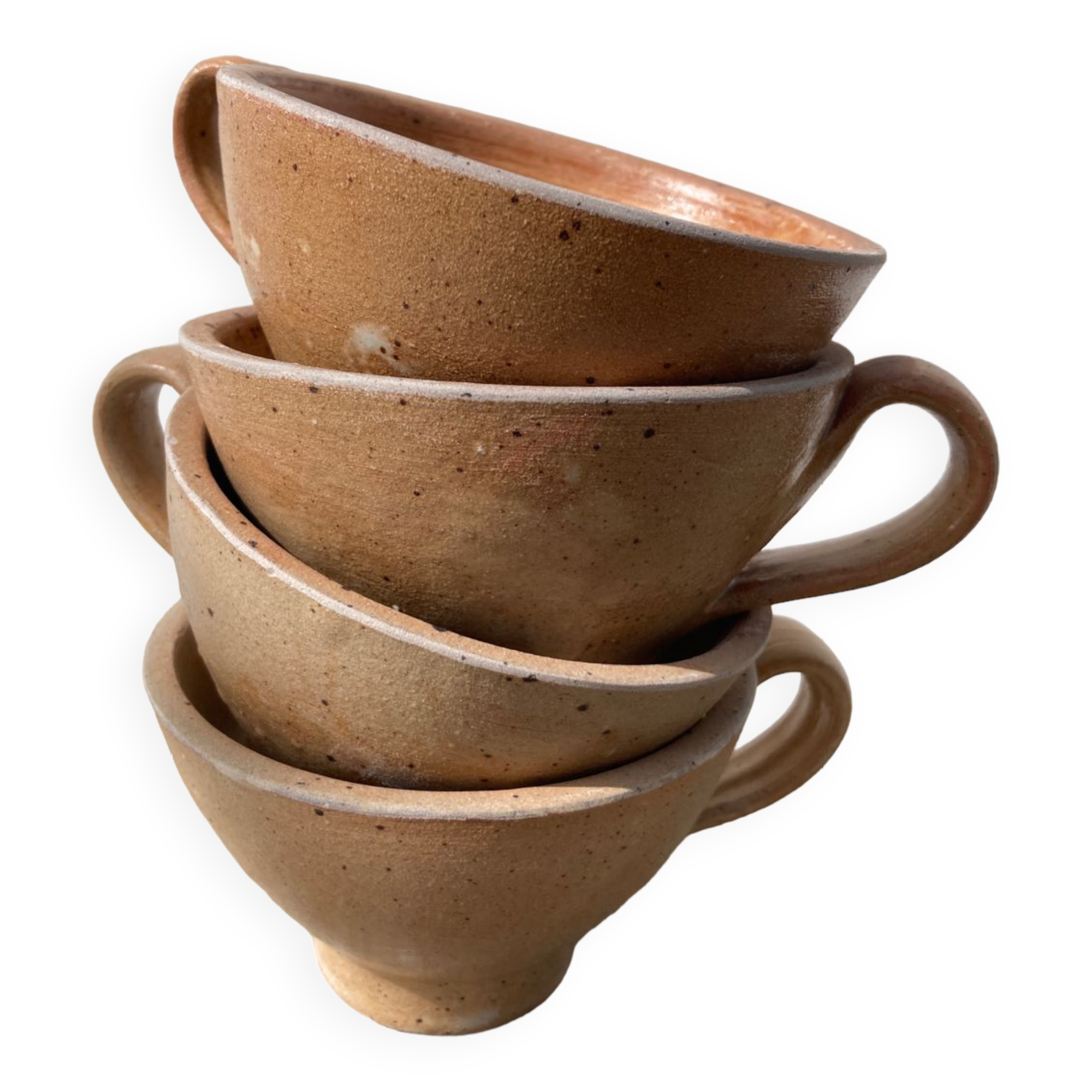 4 vintage stoneware cups