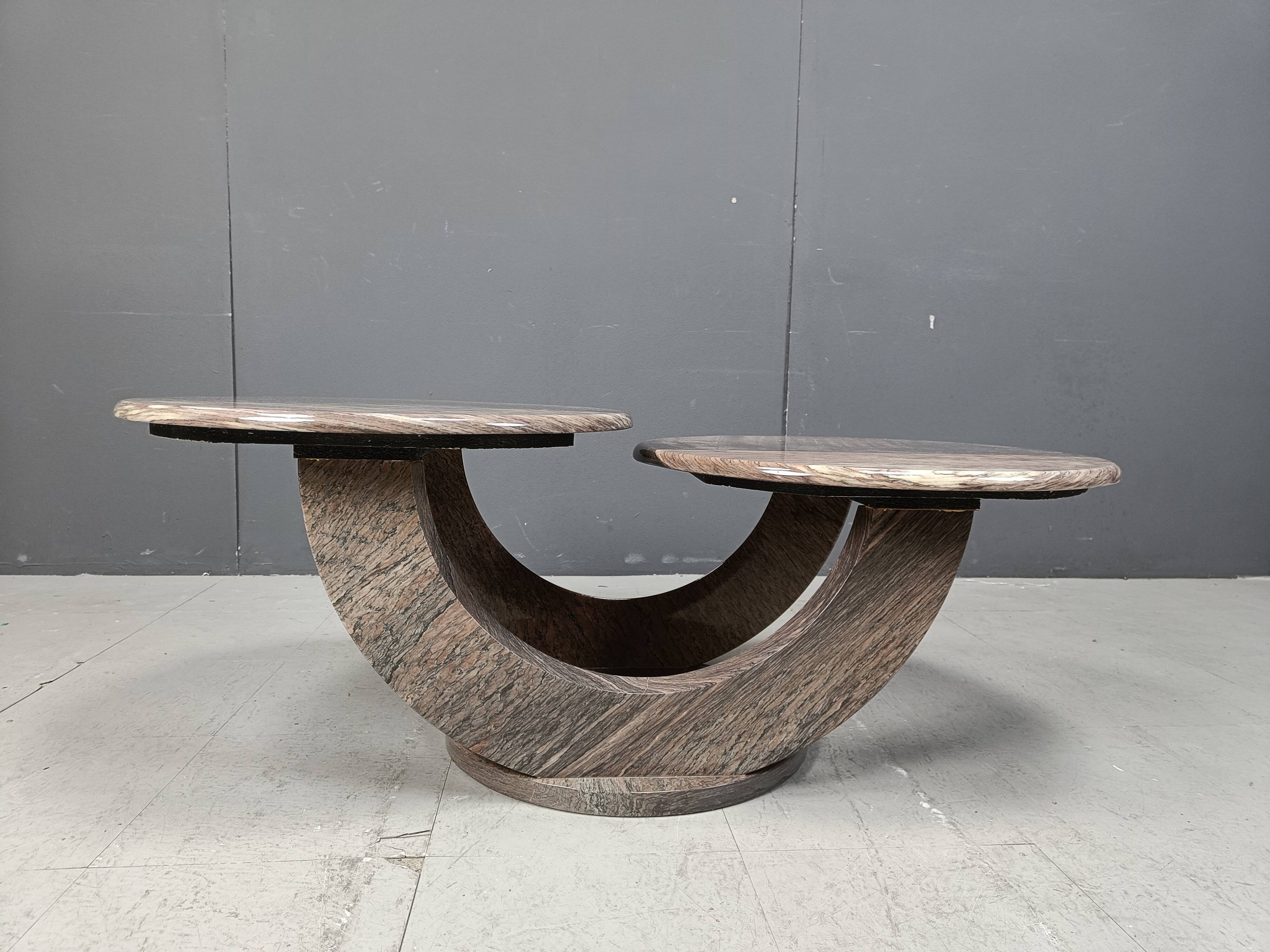 Vintage two tier marble coffee table, 1970s