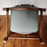 Fauteuil velours vert et bois
