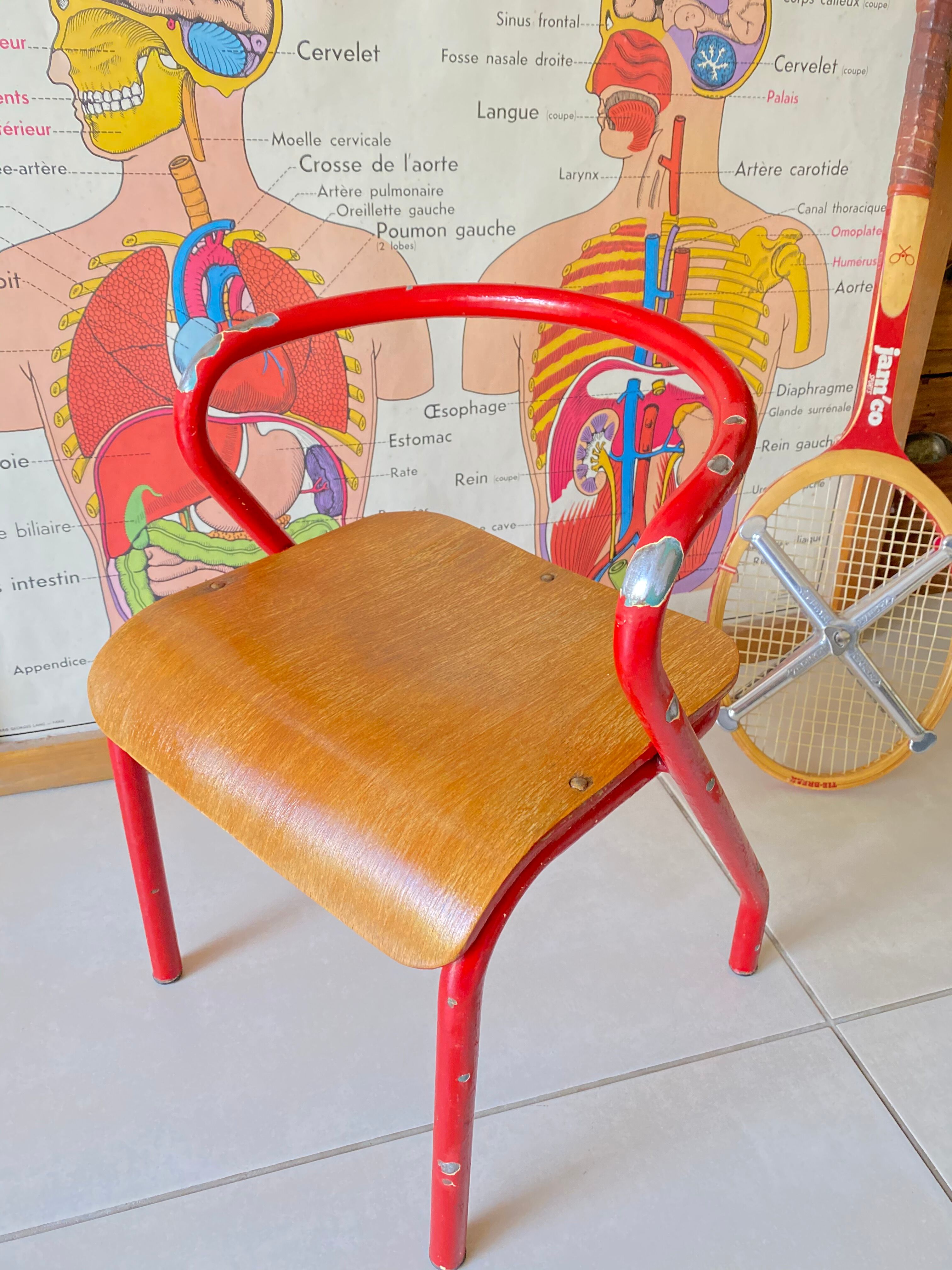 Vintage child school chair Hitier Jacques