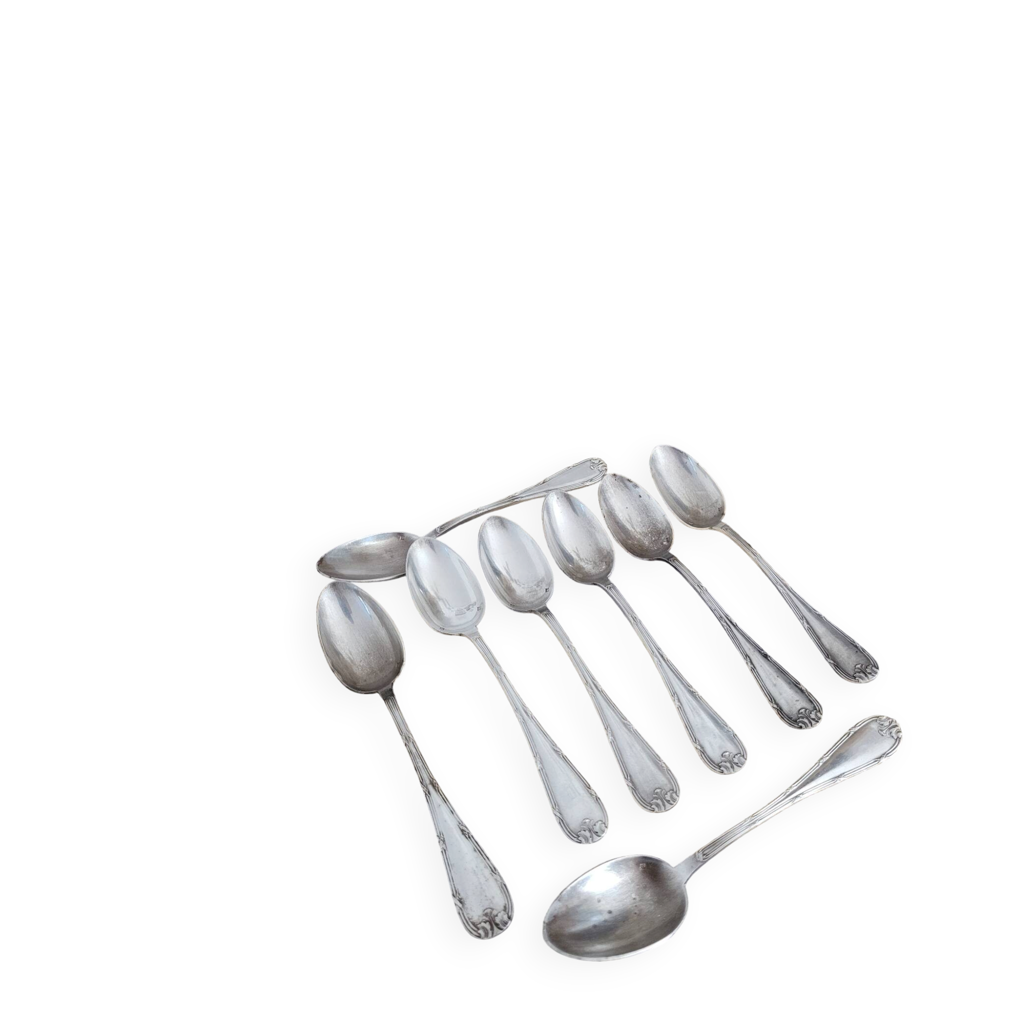 Set of 8 small silver spoons