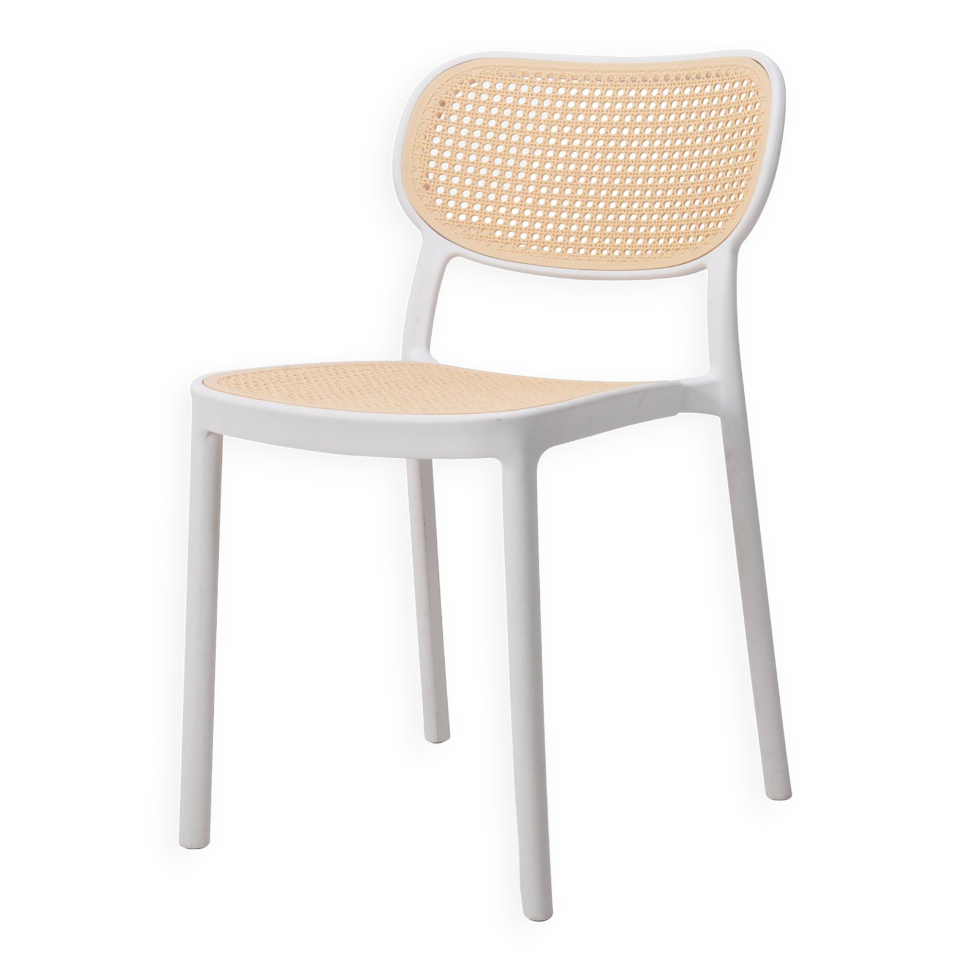 White chair with retro cane look