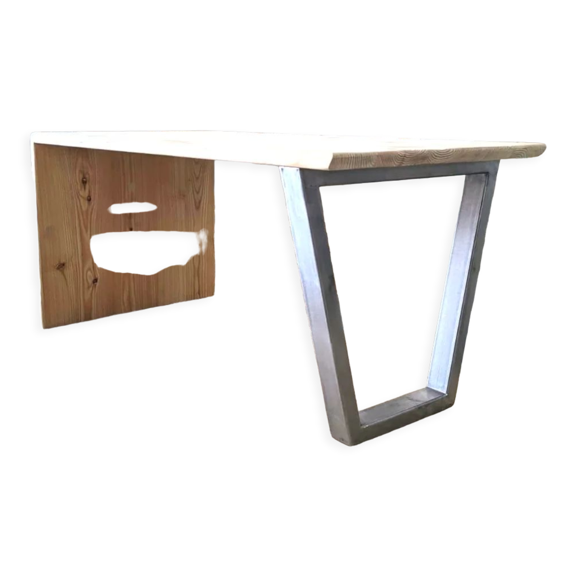 Larch coffee table and steel base