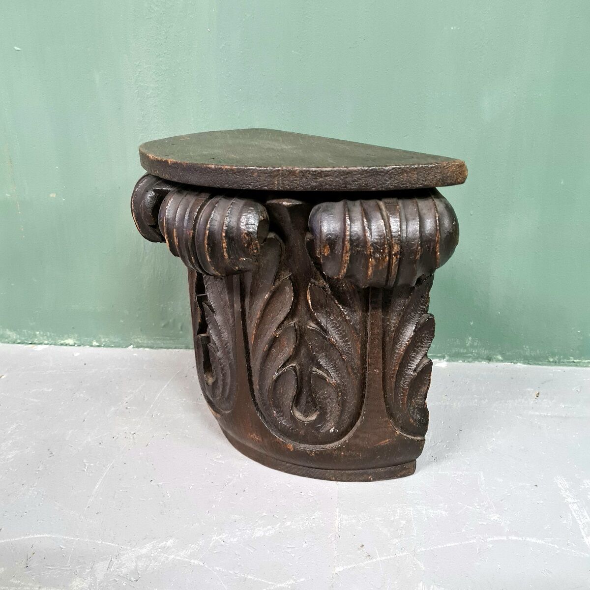 Antique Oak Half Column Console