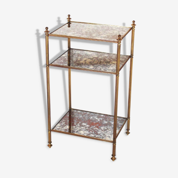 Table d’appoint vintage Français en laiton à trois niveaux