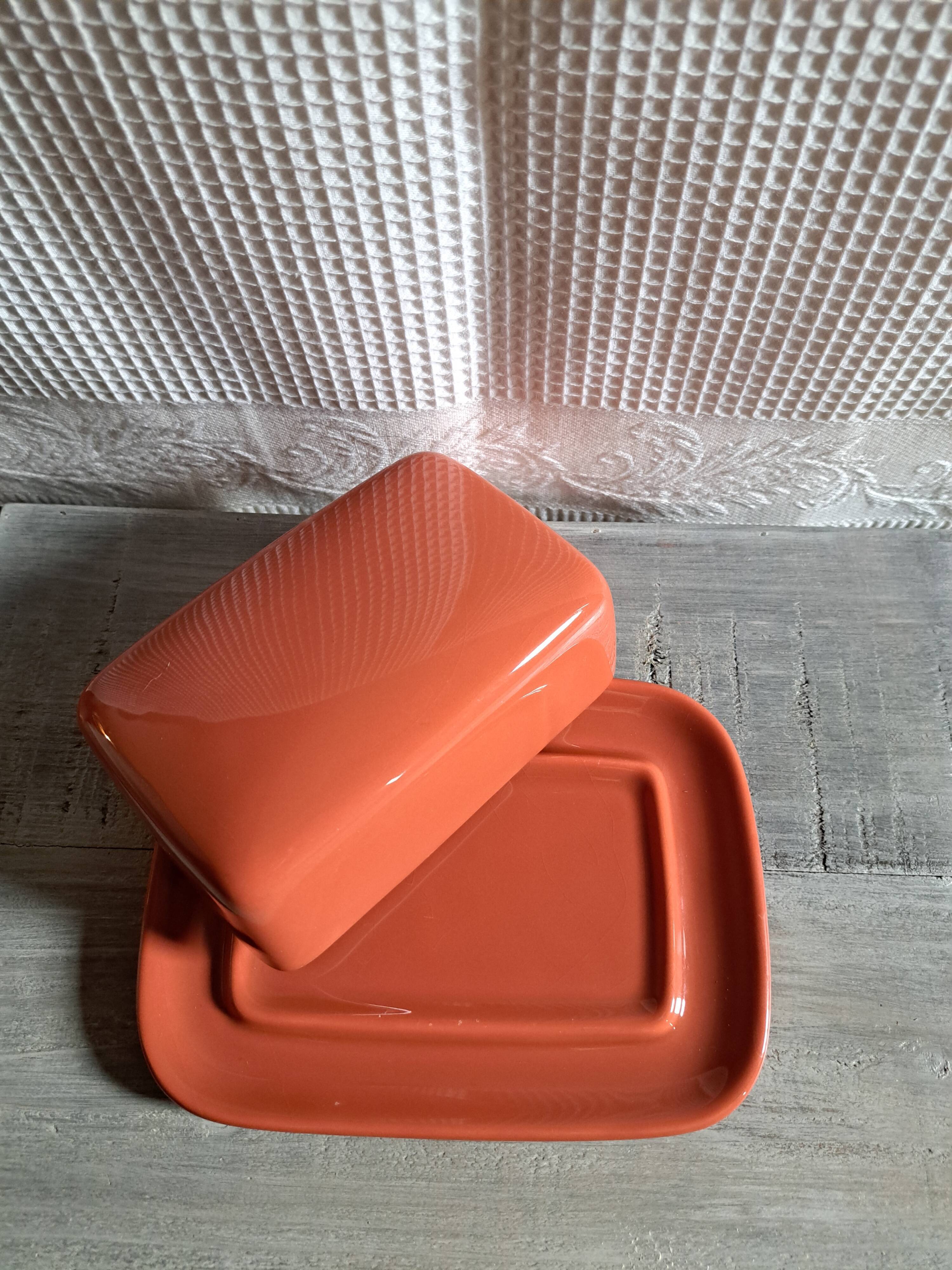 Terracotta ceramic butter dish
