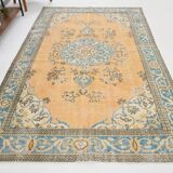 6x9 Shades Of Orange & Blue Vintage Rug, 186x289Cm