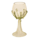 Pair of mouthblown wine goblets - large ribbed