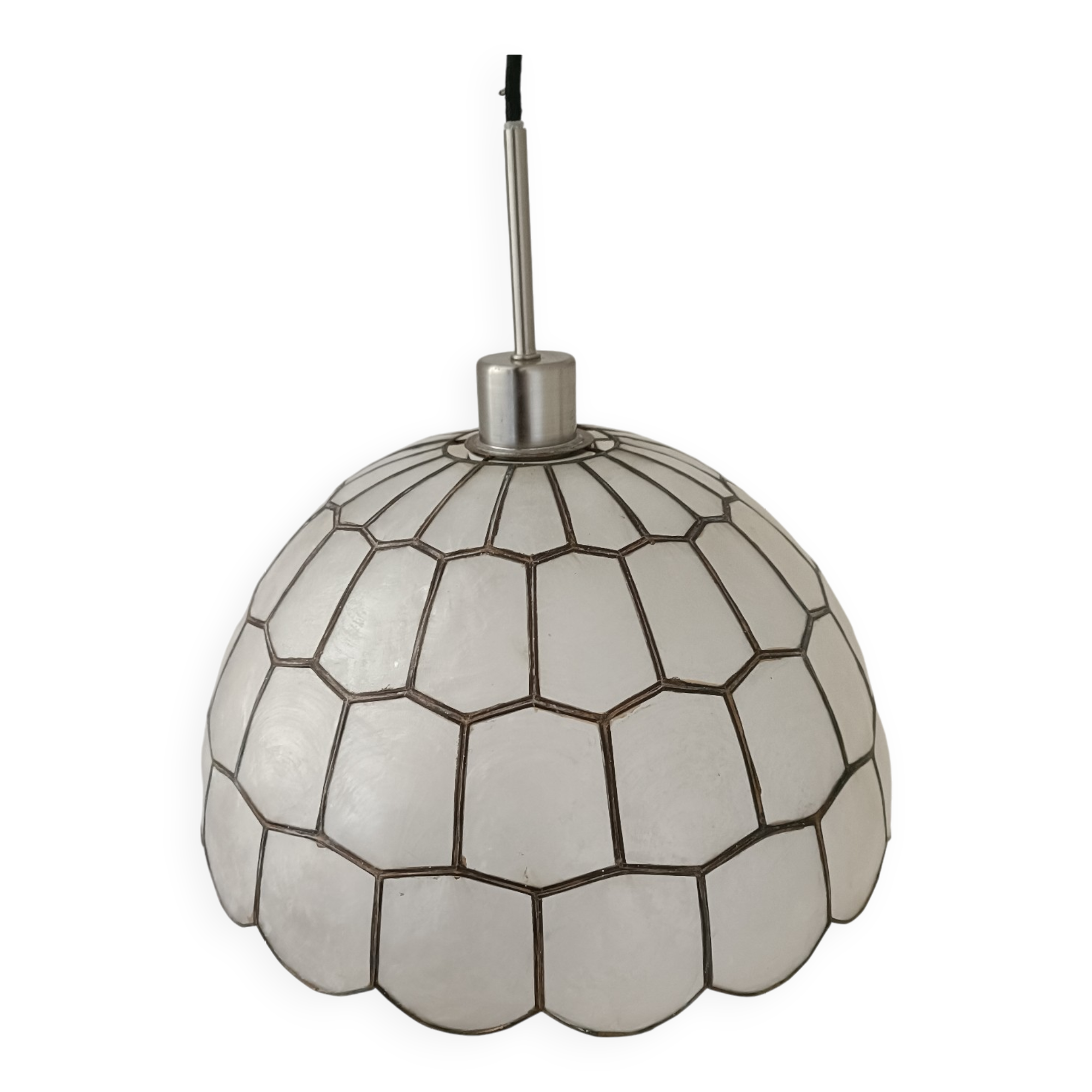 Vintage mother-of-pearl and brass pendant light