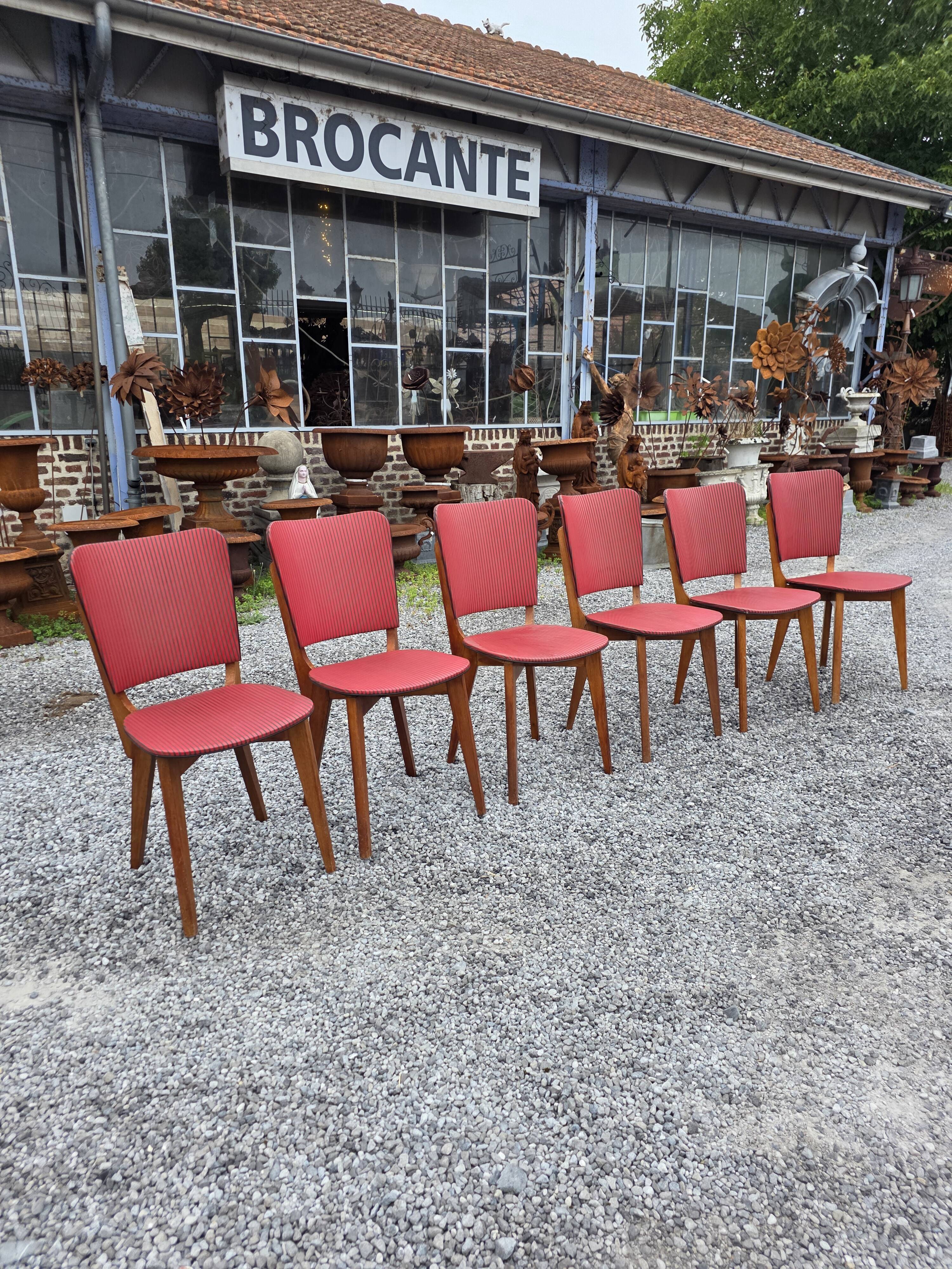 6 vintage oak chairs from the 1960s