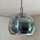 Doria metal and bluish glass hanging lamp