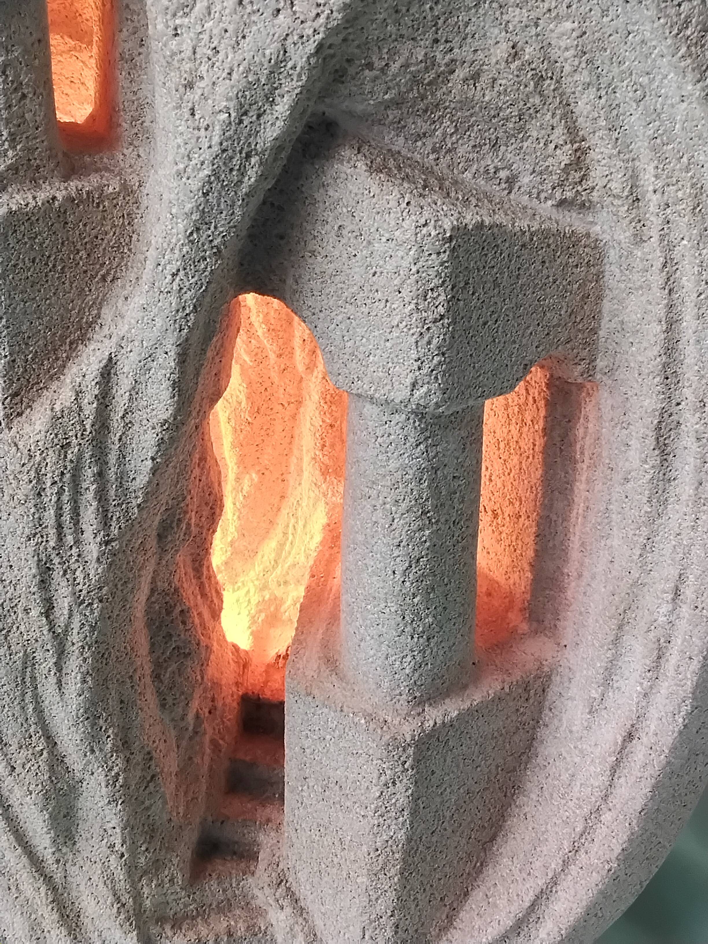 Sculpted stone lamp by Arsène Galisson