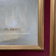 Painting "Flowers in vase" signed M. Saulo, circa 1950 frame
