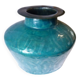 29 cm enamelled copper vase