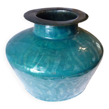 29 cm enamelled copper vase