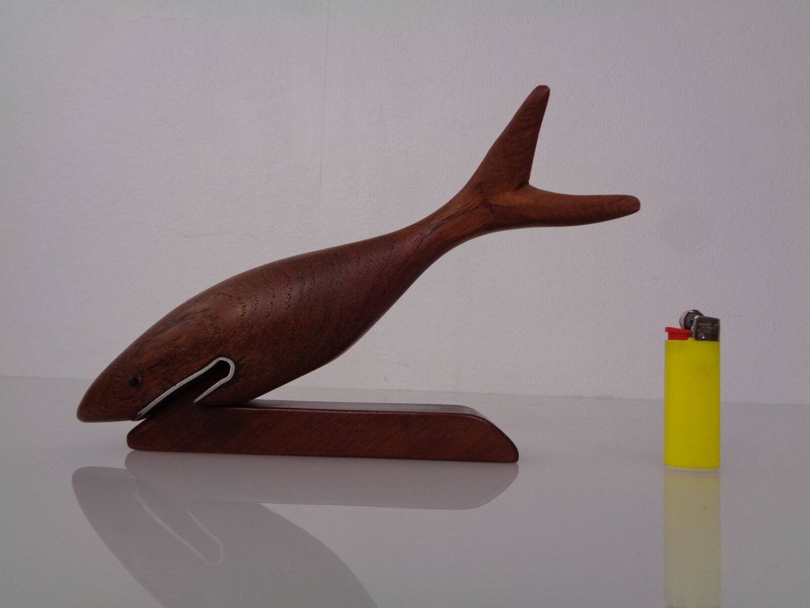 Danish Teak Shark with Stand, 1960s