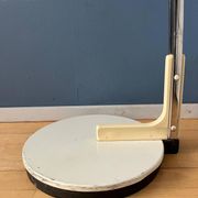 Italian mid-century Goffredo Reggiani arc floor lamp with white plexiglass shade