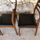 Set of 4 Scandinavian chairs teak and black skai 60s
