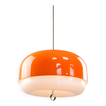Rare lampe à pendentif Méduse XXL orange de Guzzini, années 1970