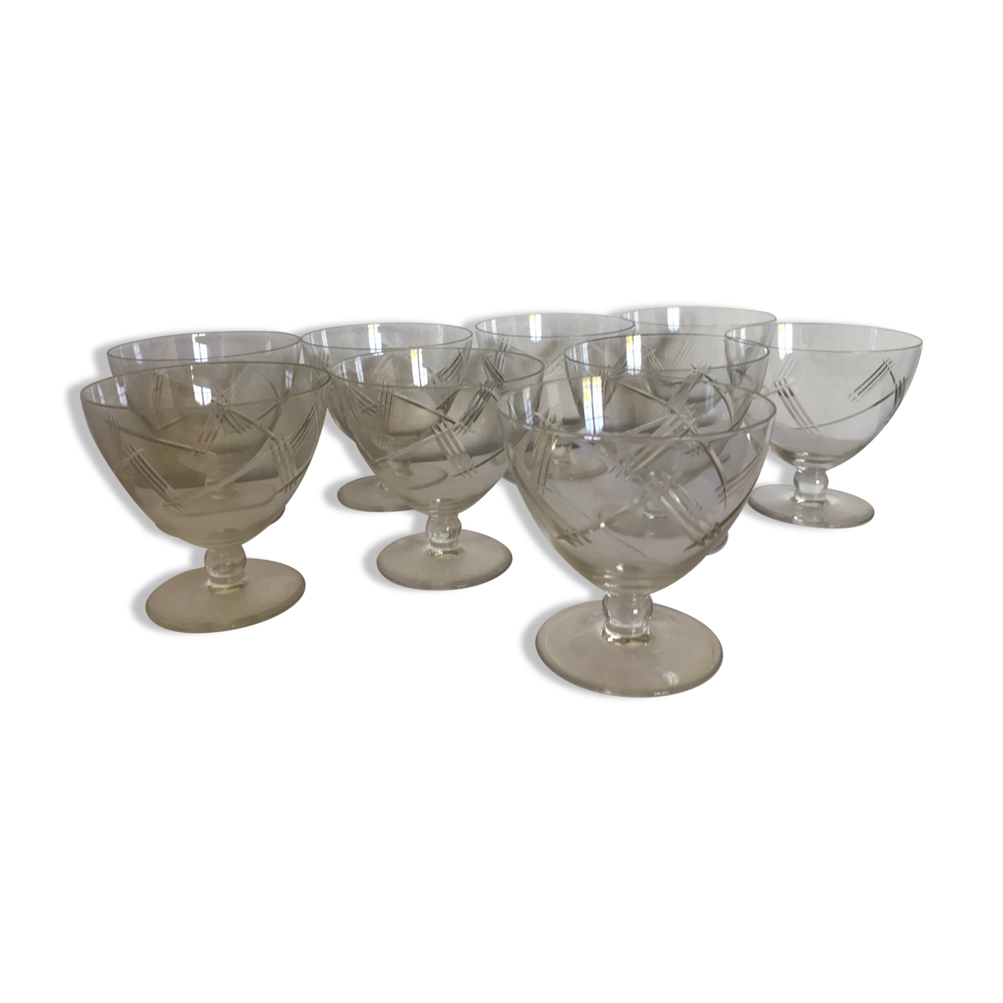 9 former chased crystal wine glass set