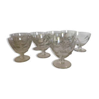 9 former chased crystal wine glass set