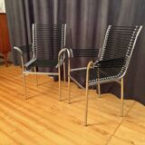 Pair of "Sandows" chairs designed by Rene Herbst, Bauhaus, France, 1980s