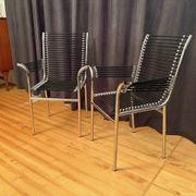 Pair of "Sandows" chairs designed by Rene Herbst, Bauhaus, France, 1980s