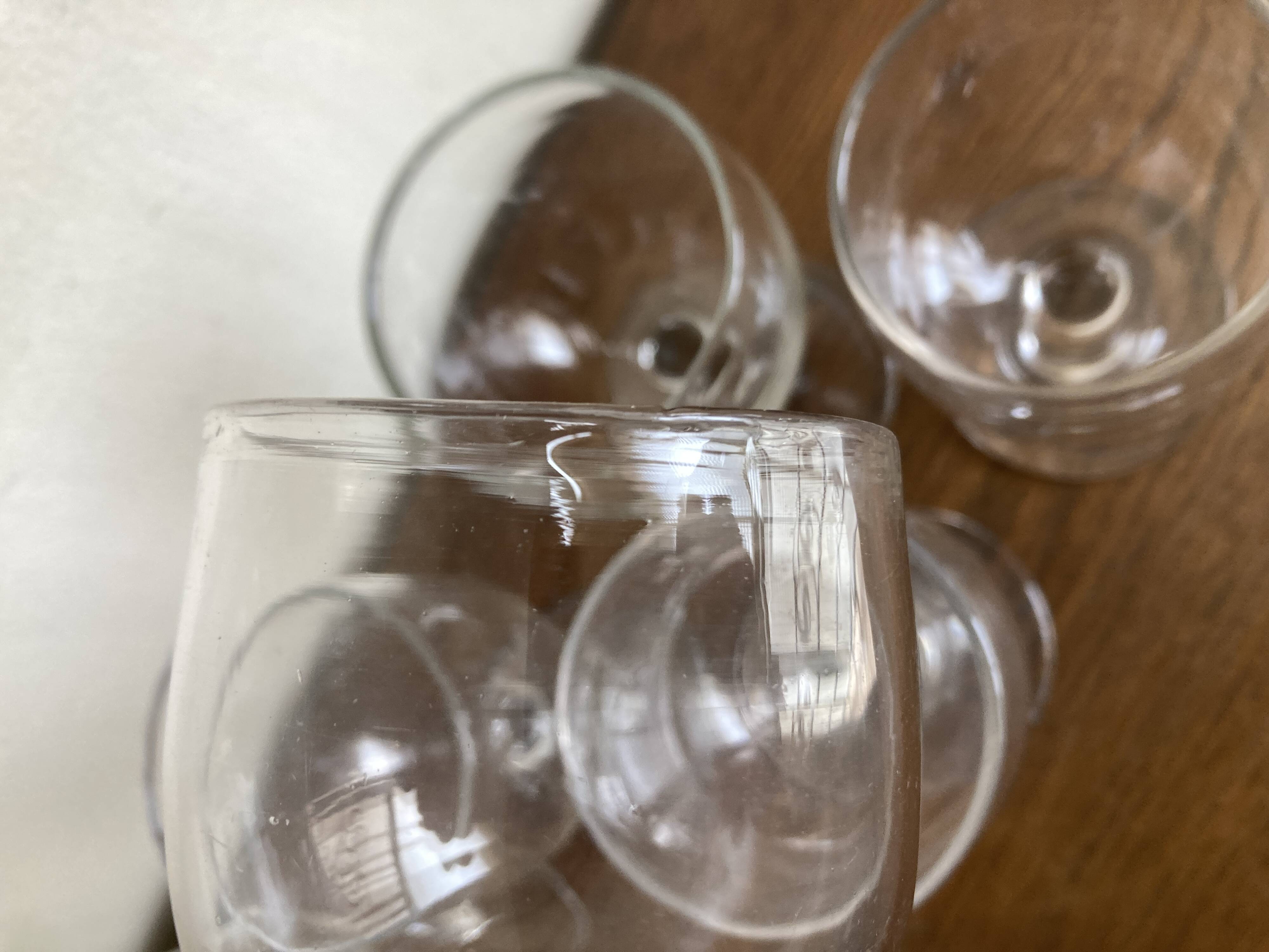 Set de 6 verres tulipe comptoir de bistrot  1950 en verre irrégulier
