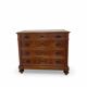 Antique walnut commode with bronze handles in the shape of a lion's mask,