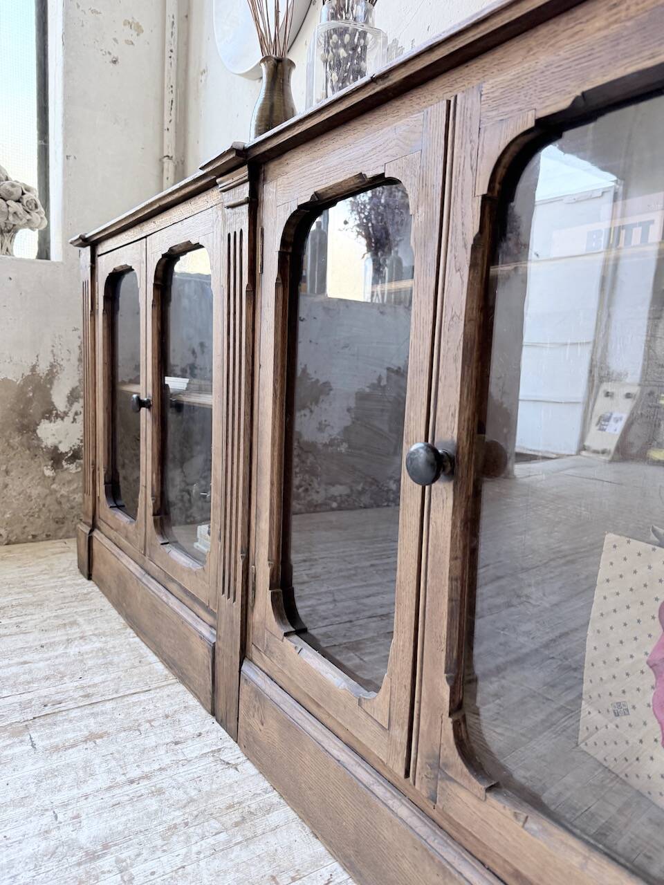 Enfilade display cabinet, solid oak, 1920.
