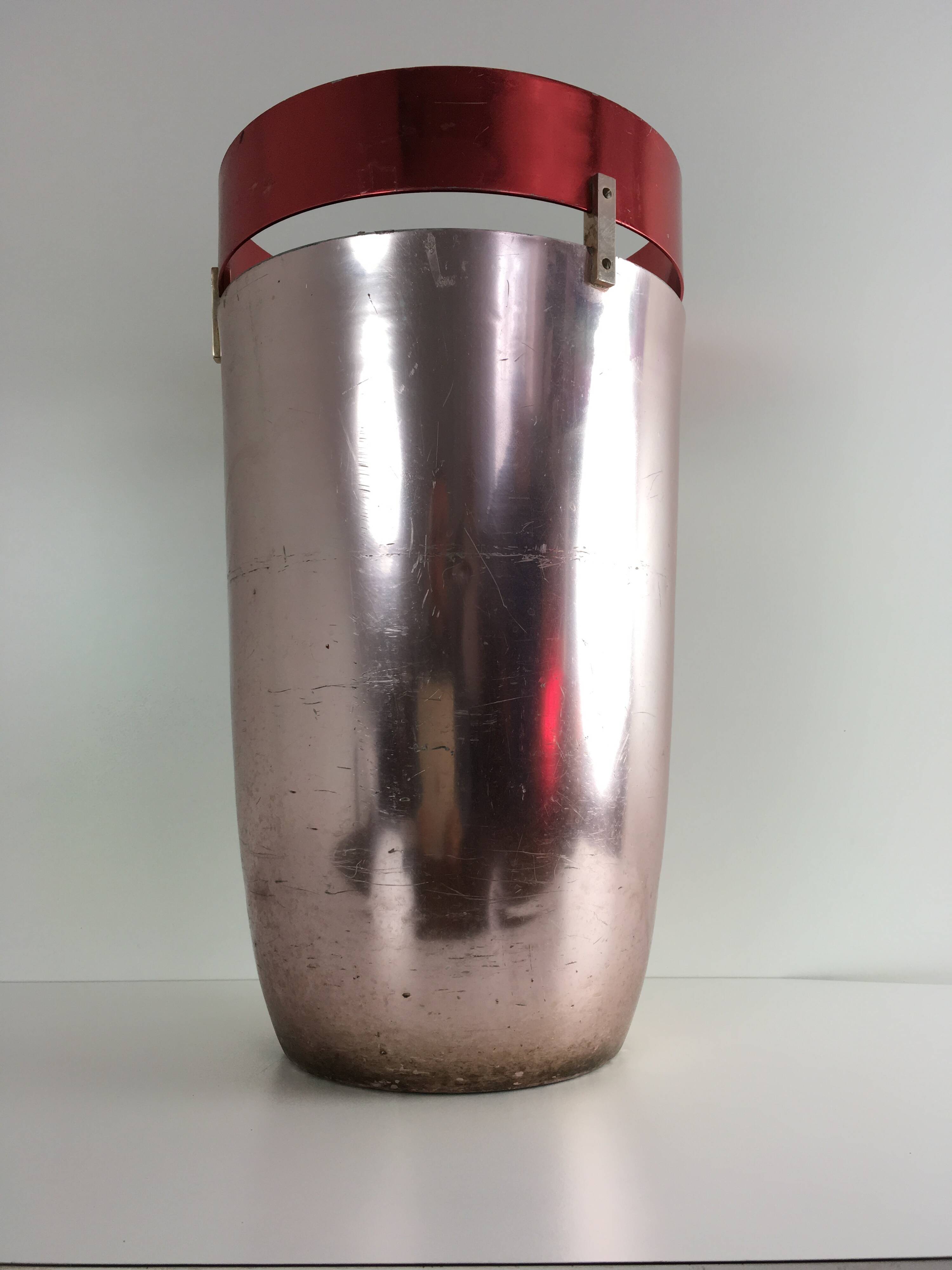 Old Rose Aluminum Umbrella Stand by Ettore Sottsass Produced by Rinnovel