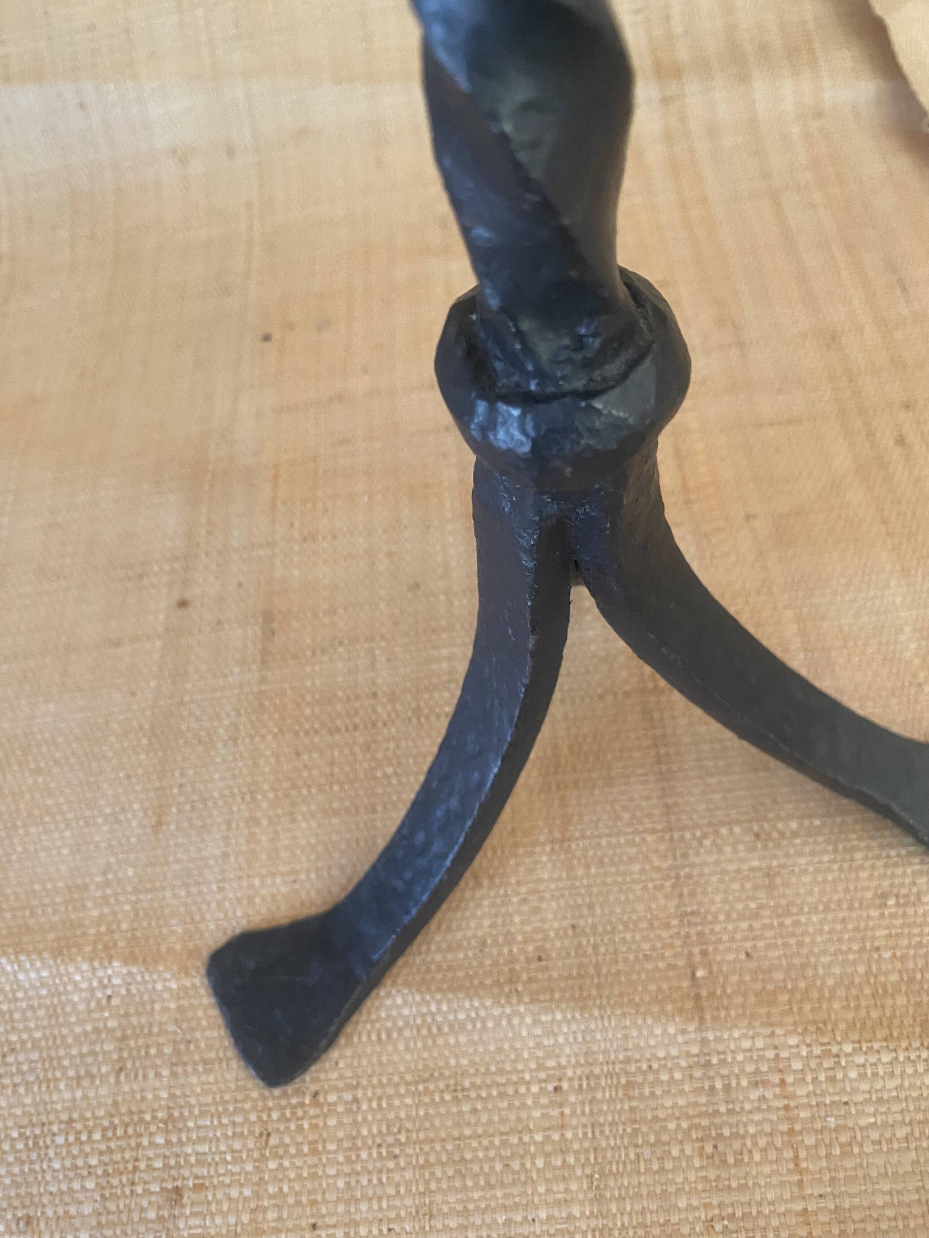 1970s wrought iron lamp, new 2m fabric cable, lampshade.