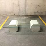 "Octagonal" concrete and glass coffee table, 1970