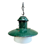 Vintage street lamp green enamel with glass
