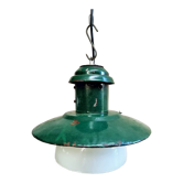 Vintage street lamp green enamel with glass