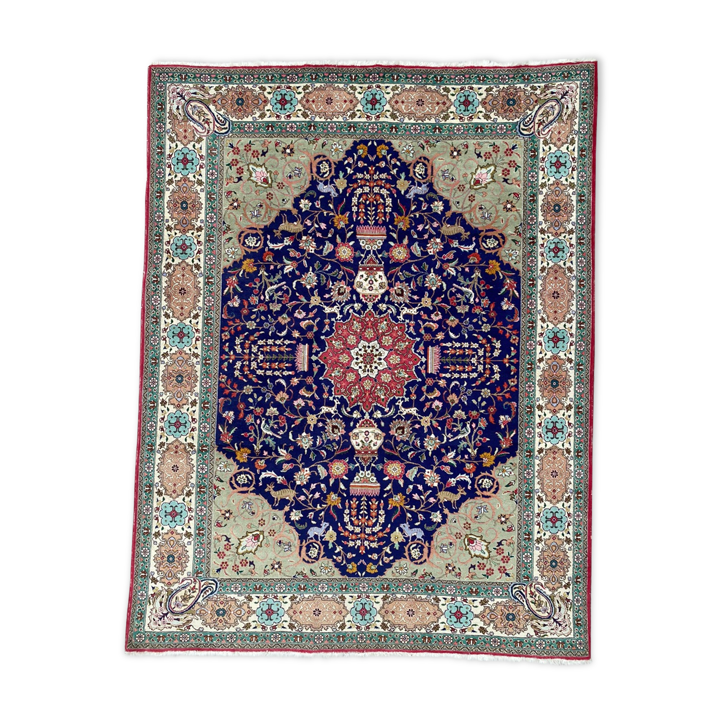 Large handmade Persian vintage Tabriz rug 300x395 cm