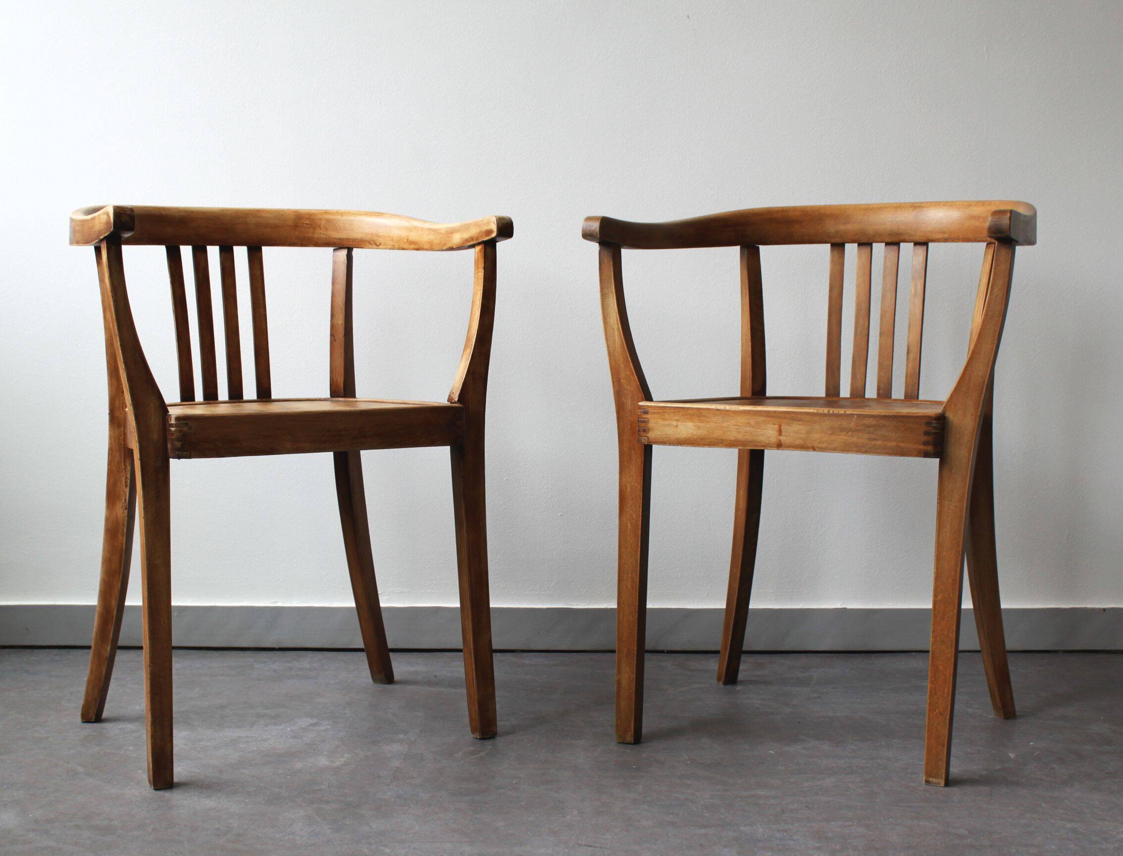 Pair of light oak armchairs, Germany, 1960