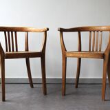 Pair of light oak armchairs, Germany, 1960