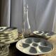 Set of 8 oyster plates or compartment plates, aquatic model Lourioux Fo.