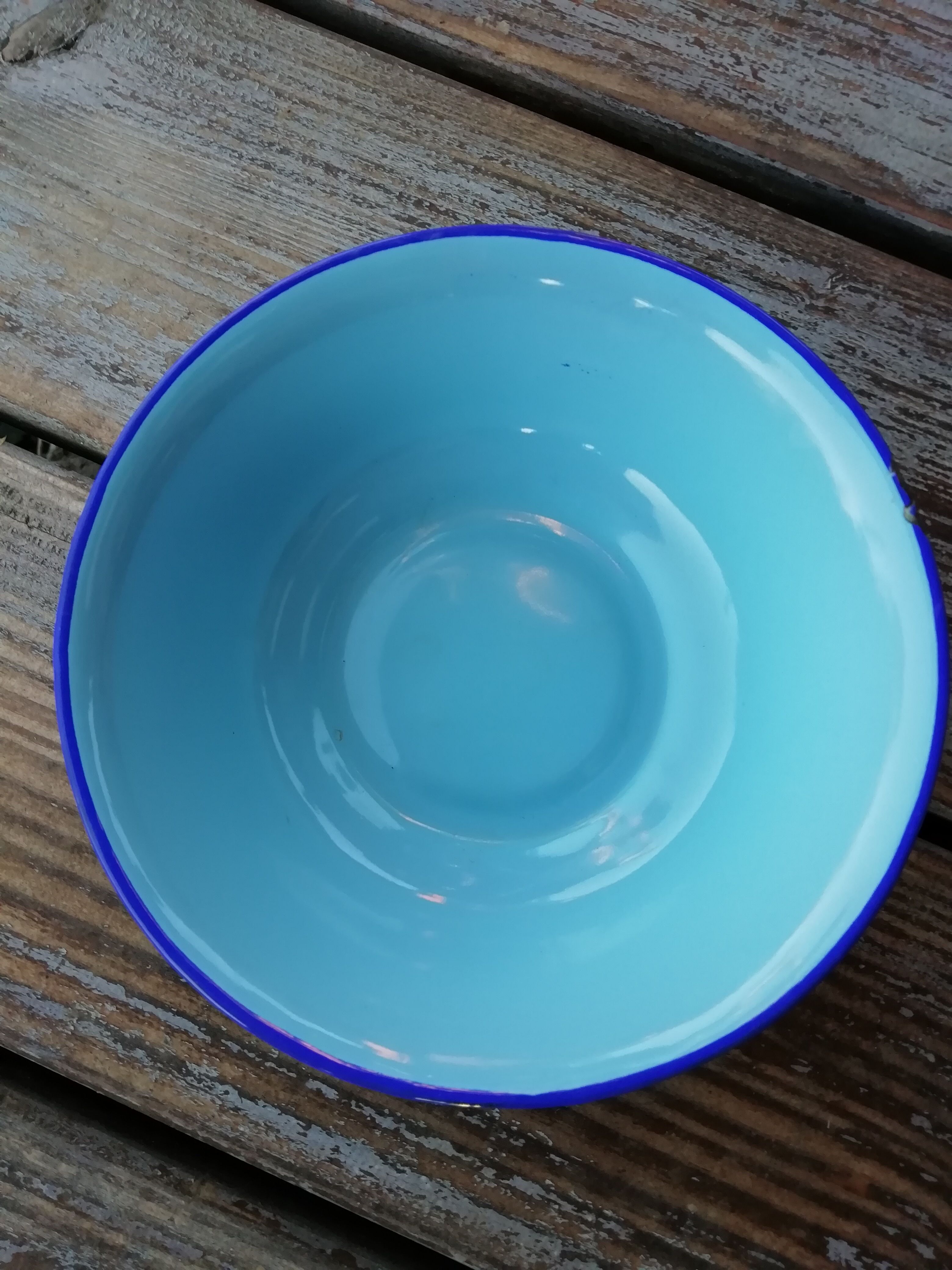 Coupelle en tôle émaillée bleue ciel