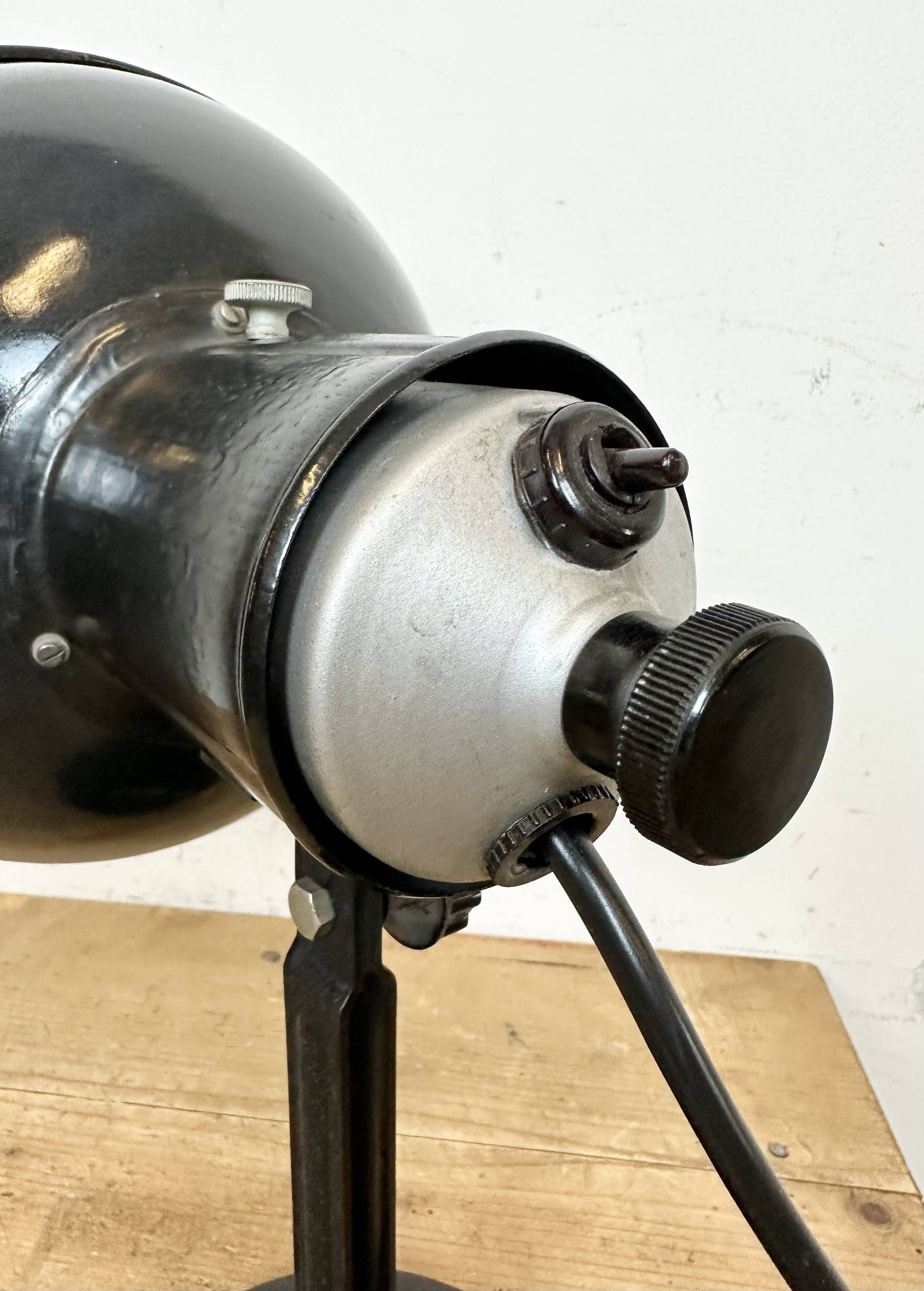 Vintage black enamel table photo lamp, 1950s