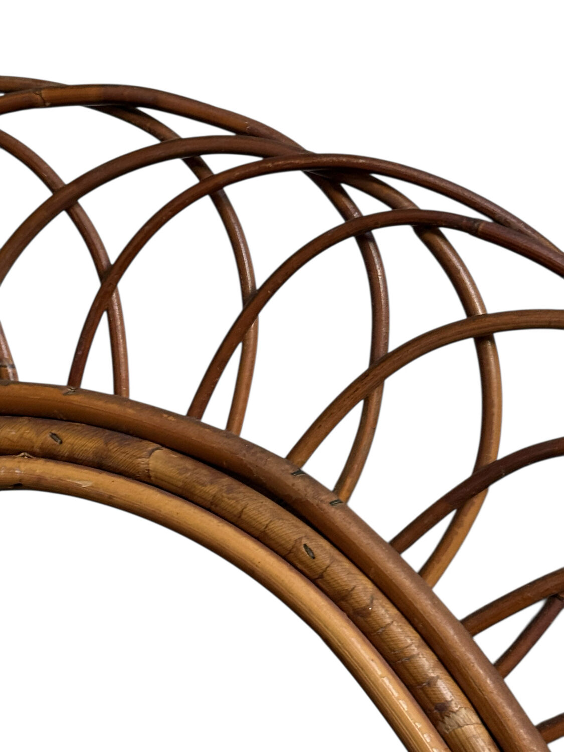 1960s Oval Rattan Mirror France