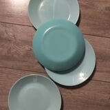 Suite de 4 assiettes a dessert vintage bleu pâle